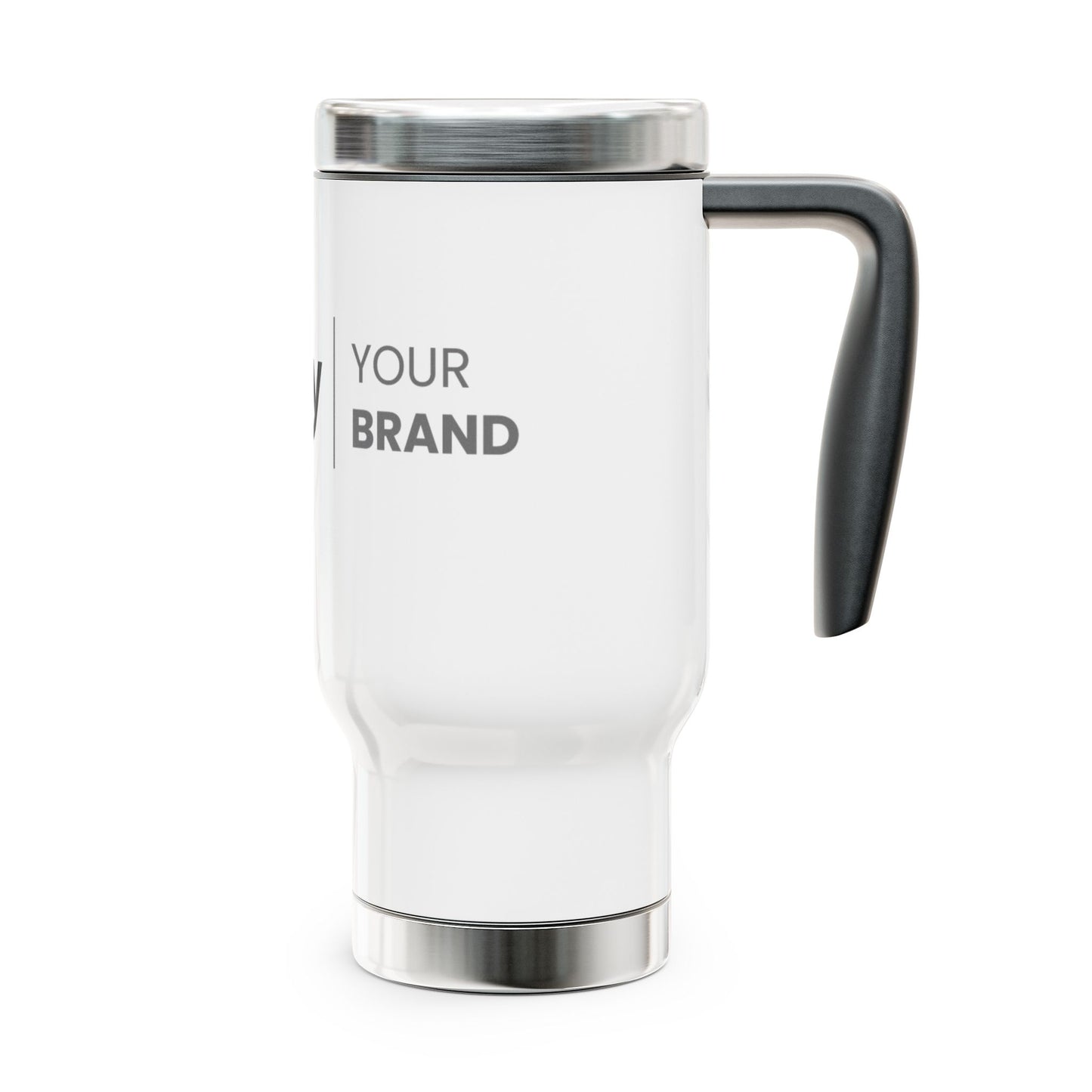 Co-Branded Stainless Steel Travel Mug with Handle, 14oz