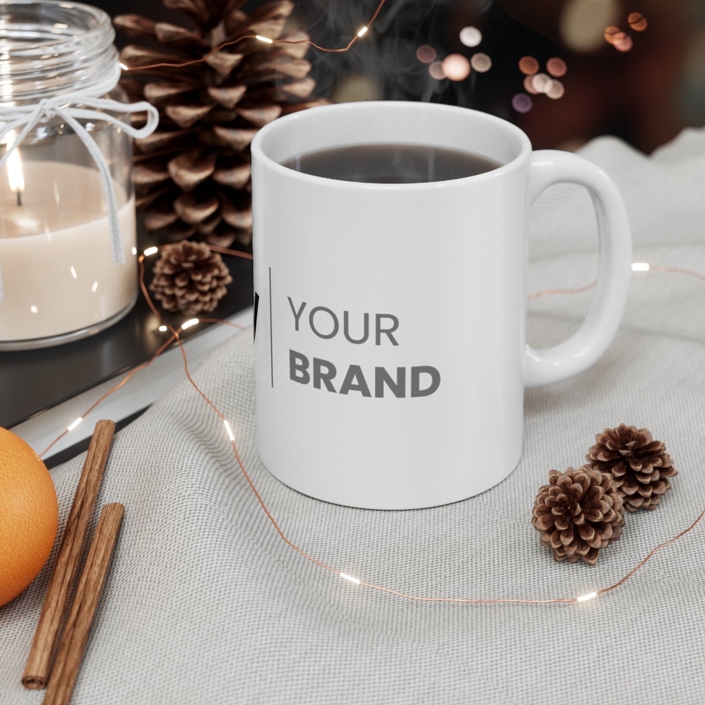 Co-Branded Ceramic Coffee Cups, 11oz, 15oz